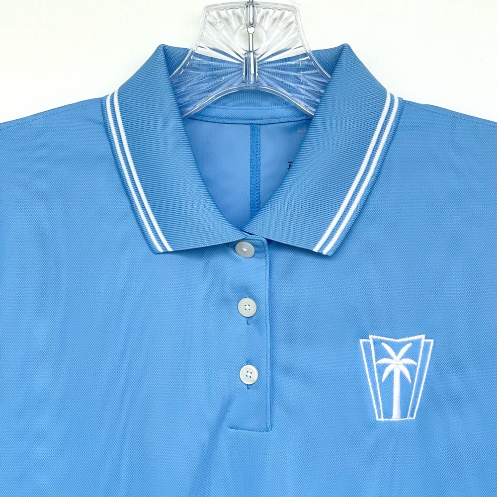 Nike Golf Polo Shirt Ladies  S Dri Fit Technology Logo Blue Standard Fit - Picture 2 of 14